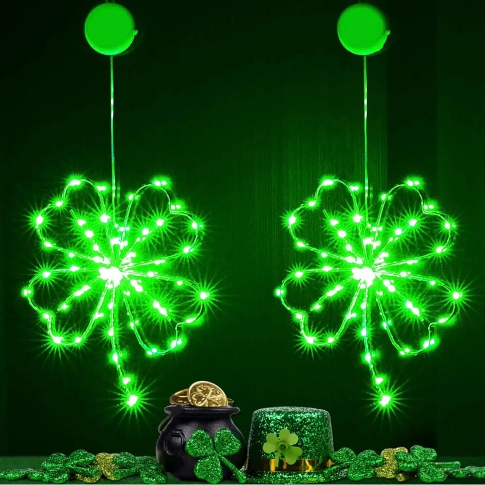Green Shamrock LED 4 Clover 🍀 String Lights